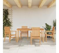 BOWEKAM Outdoor Outdoor Furniture Sets-5 Pezzi Giardino Pranzo Set Legno Massello Teak