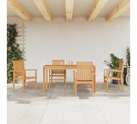 BOWEKAM Outdoor Outdoor Furniture Sets-5 Pezzi Giardino Pranzo Set Legno Massello Teak