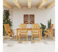 BOWEKAM Outdoor Outdoor Furniture Sets-7 Pezzi Giardino Pranzo Set In Legno Massello Acacia