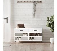 BOWEKAM Panca Scarpiera Bianco 102x35x55 cm Legno Ingegnerizzato
