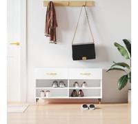 BOWEKAM Panca Scarpiera Bianco 102x35x55 cm Legno Ingegnerizzato