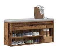BOWEKAM Panca Scarpiera Legno Antico 102x30.5x45 cm Legno Ingegnerizzato