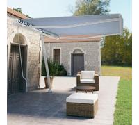 BOWEKAM Prato & Giardino-Outdoor Living-Finestra & Porta Tende da sole autoportanti Manuale retrattile 400x350 cm Blu/Bianco
