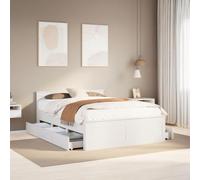 BOWEKAM RETE LETTO SENZA MATERASSO CON TESTIERA BIANCO 150x200 CM KING SIZE LEGNO MASSELLO IN