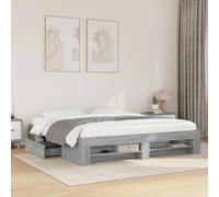BOWEKAM RETE LETTO SENZA MATERASSO GRIGIO Sonoma 180x200 cm Super King Legno Ingegnerizzato