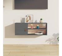 BOWEKAM Scaffalatura da parete con mensole e sporgenze, armadio da parete, grigio, 80 x 30 x 30 cm, in legno massello di pino