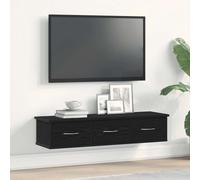 BOWEKAM Scaffalatura da parete con mensole e sporgenze, armadio da parete in rovere nero, 88 x 26 x 18,5 cm, legno ingegnerizzato