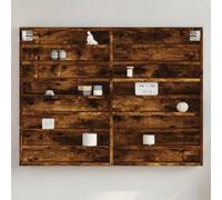 BOWEKAM Scaffalatura da parete con mensole e sporgenze, vetrina, rovere fumé, 100 x 8,5 x 75 cm, legno ingegnerizzato