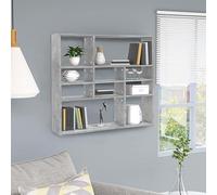 BOWEKAM Scaffalatura da parete e sporgenze, mensola da parete in cemento grigio, 90 x 16 x 78 cm, in legno ingegnerizzato