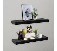 BOWEKAM Scaffalature da parete e mensole da parete, 2 pezzi, colore nero, 40 x 20 x 3,8 cm