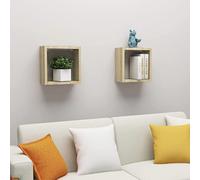 BOWEKAM Scaffalature da parete e mensole da parete a cubo 2 pezzi rovere Sonoma 30x15x30 cm