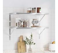 BOWEKAM Scaffalature da parete e sporgenze, mensole da parete, 2 pezzi, 75 x 40 x 3 cm, in acciaio inox, colore: argento