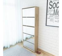 BOWEKAM Scarpiera 5 strati specchio rovere 63x17x169,5 cm