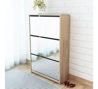 BOWEKAM Scarpiera a 3 strati in rovere a specchio, 63 x 17 x 102,5 cm