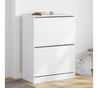 BOWEKAM Scarpiera con 2 cassetti ribaltabili, colore bianco, 80 x 42 x 108 cm