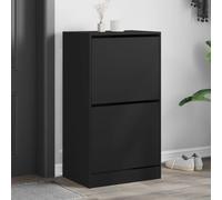 BOWEKAM Scarpiera con 2 cassetti ribaltabili, colore nero, 60 x 42 x 108 cm