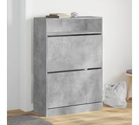 BOWEKAM Scarpiera con 2 cassetti ribaltabili grigio cemento 80x34x116 cm