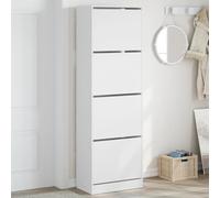 BOWEKAM Scarpiera con 4 cassetti ribaltabili, colore bianco, 60 x 34 x 187,5 cm