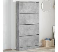 BOWEKAM Scarpiera con 4 cassetti ribaltabili grigio cemento 80x21x163,5 cm
