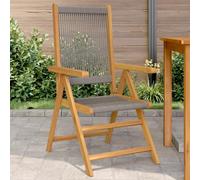 BOWEKAM Sedie da giardino in legno massello di acacia e polipropilene, 2 pezzi, colore: grigio