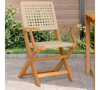 BOWEKAM Sedie da giardino in legno massello di acacia e polyrattan, 2 pezzi, beige