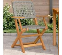 BOWEKAM Sedie da giardino in legno massello di acacia e polyrattan, 2 pezzi, colore: grigio
