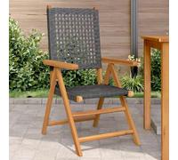 BOWEKAM Sedie da giardino in legno massello di acacia e polyrattan, 2 pezzi, colore: nero