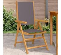 BOWEKAM Sedie da giardino in legno massello di acacia e tessuto, colore: antracite, 2 pezzi