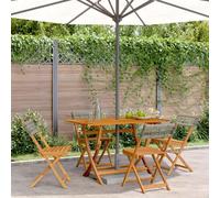 BOWEKAM Sedie pieghevoli da giardino, 4 pezzi, in polyrattan grigio e legno massello