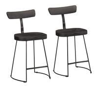 BOWEKAM Sedie-Tavolo & Sgabelli Bar-Sgabelli Bar 2 pz Nero 49x43x79 cm Legno Massello Mango