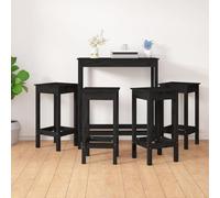 BOWEKAM Set da bar in legno massello nero, 5 pezzi, mobili in legno di pino, set di mobili, set di mobili da cucina e da pranzo