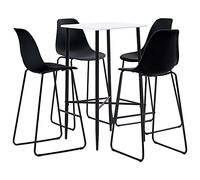 BOWEKAM Set da bar in plastica nera da 5 pezzi, set di mobili, set di mobili da cucina e da pranzo