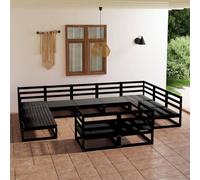 BOWEKAM Set da giardino da 11 pezzi in legno di pino massiccio, mobili da esterno, set di mobili da esterno