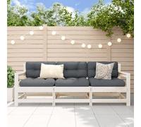 BOWEKAM Set da giardino in legno di pino massiccio, 3 pezzi, colore: bianco