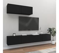 BOWEKAM Set di 3 mobili per TV e centri di intrattenimento, in legno ingegnerizzato, colore: nero