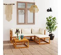 BOWEKAM Set di 5 pezzi da giardino con cuscini in legno massello di acacia (solo Regno Unito/IE/FI/NO)