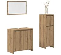 BOWEKAM Set di mobili da bagno, set di mobili da bagno, 3 pezzi, in legno di quercia artigianale