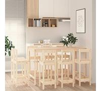 BOWEKAM Set di mobili da cucina e sala da pranzo, 9 pezzi, in legno massello di pino
