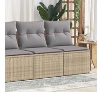 BOWEKAM Set di mobili da esterno per esterni, set da 2 pezzi con divani da giardino con cuscini, in polyrattan e acacia beige