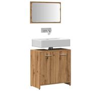BOWEKAM Set di mobili - Set di mobili da bagno - Armadietto da bagno con specchio in legno di quercia artigianale