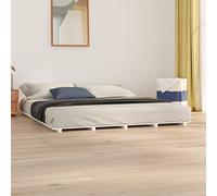 BOWEKAM Struttura letto senza materasso bianco 180 x 200 cm Super King in legno massello di pino