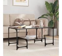 BOWEKAM Tavoli-Accent Tavoli-Tavolini-Tavolino da Caffè con Piano in Vetro Nero 98.5x50x45 cm Acciaio
