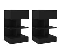 BOWEKAM Tavoli-Comodini-Comodini 2 pz Nero 40x35x65 cm