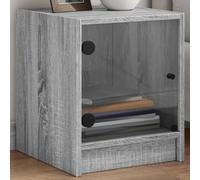 BOWEKAM Tavoli-Comodini-Comodino con Anta in Vetro Grigio Sonoma 35x37x42 cm