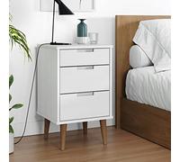 BOWEKAM Tavoli-Comodini-Comodino Molde Bianco 40x35x65 cm Legno massello di pino