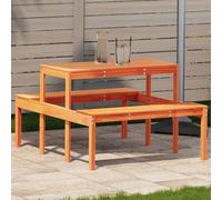 BOWEKAM Tavolo da picnic da esterno in legno massello di pino marrone cera 110 x 134 x 75 cm