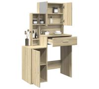 BOWEKAM Tavolo da toeletta con mobiletto in rovere Sonoma, 80 x 35 x 132 cm