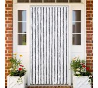 BOWEKAM Tendina per finestra, in ciniglia, 118 x 220 cm, colore: grigio e bianco