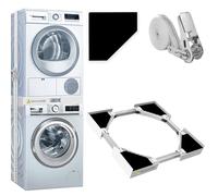 BOWEN EZ Kit impilabile per lavatrice e asciugatrice, kit telaio impilabile universale per lavatrice per lavatrici larghezza 46-66 cm, kit impilabile regolabile con cordino a cricchetto