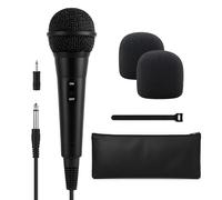Bowens Microfono dinamico cablato, microfono vocale con cavo da 4,6 m e adattatore da 1/4" a 3,5 mm, microfono cardioide per karaoke per canto, DJ, sistema PA, podcasting, microfono per parlare in